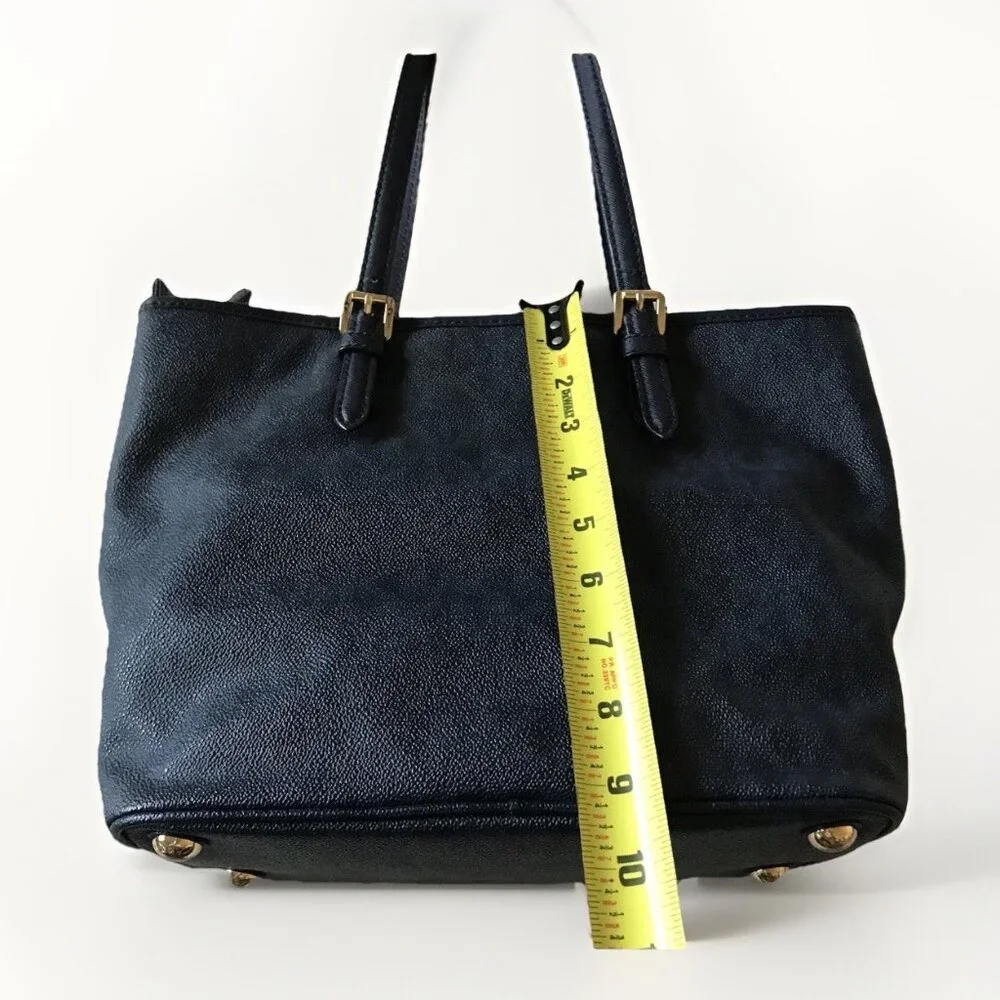 Michael Kors Jet set signature large‎ snap pocket tote Authentic Blue monogram